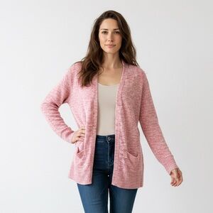 Sundance Soft Pink Cotton Linen Blend Women's Cardigan Sz L Lightweight Travel
